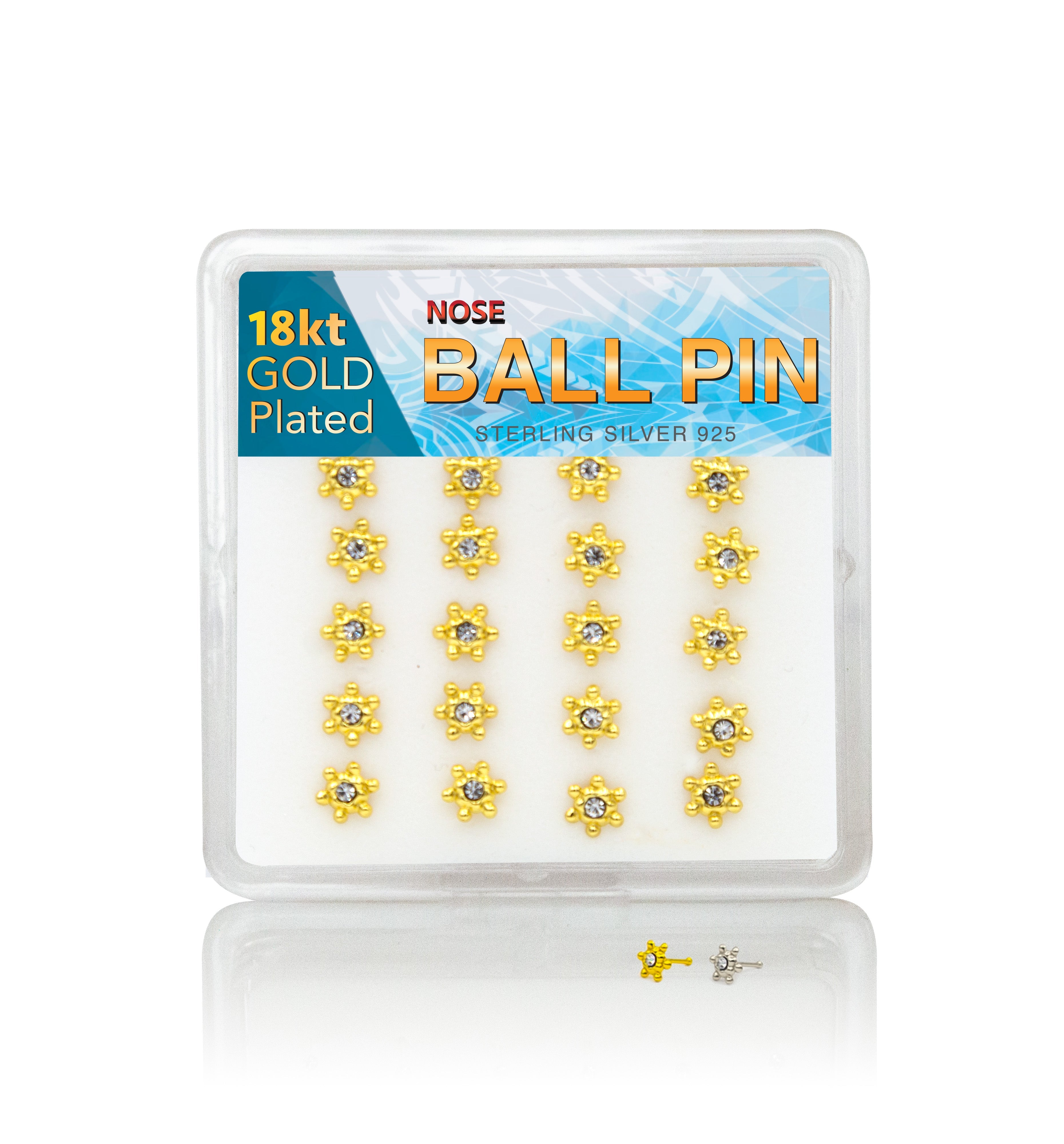 CPS - Clear Cubic Silver Polygonal Ball Pin