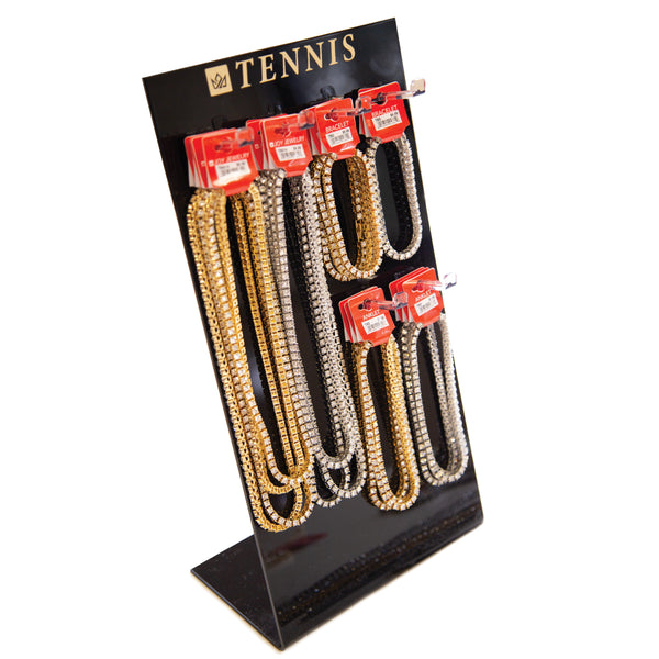 Tennis - Necklace, Anklet, Bracelet, 20pcs Counter Top Display Set