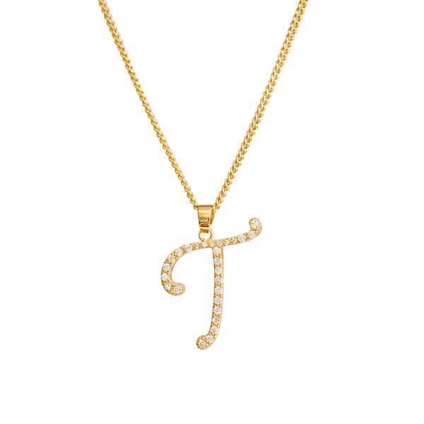 Cubic Initial Necklace - T