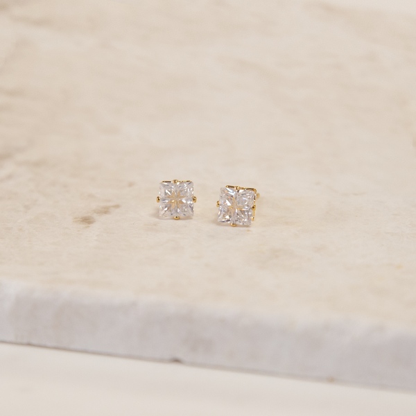 Cubic Zirconia Stud Earring - Square