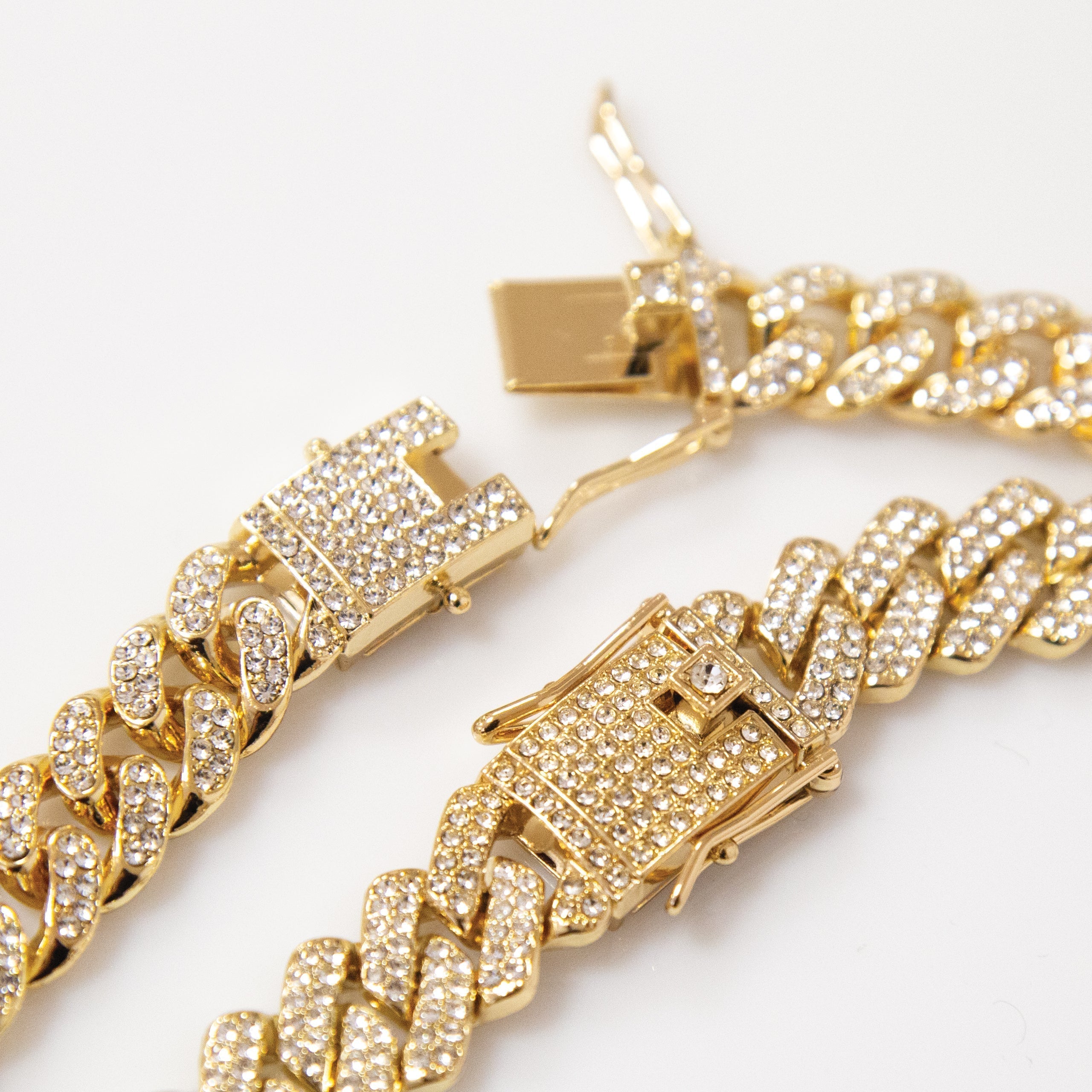 Cuban Chain Necklace & Bracelet Counter Top Silver