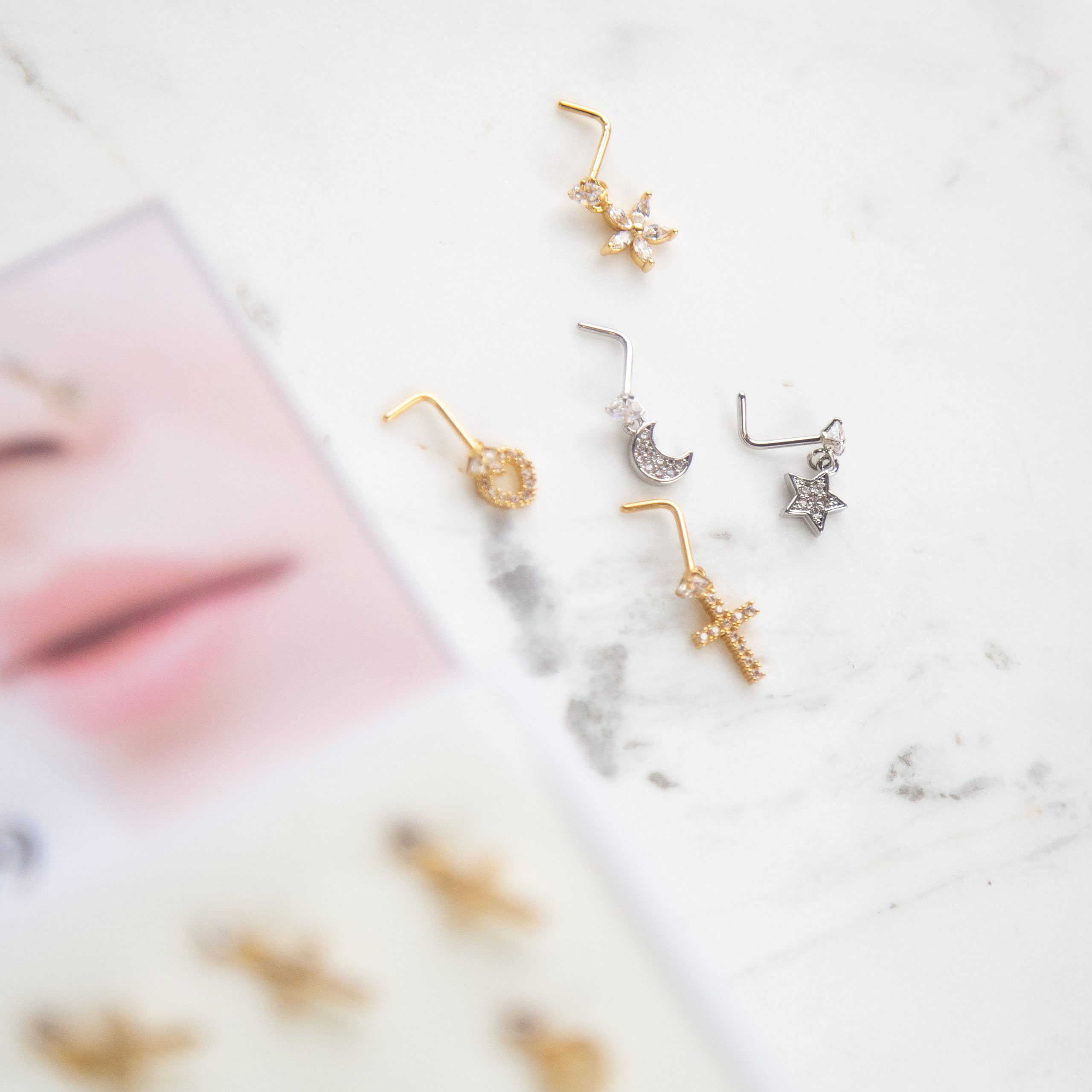 NOSE CLIP - Dangling Nose L- Pin 36 Pcs Set