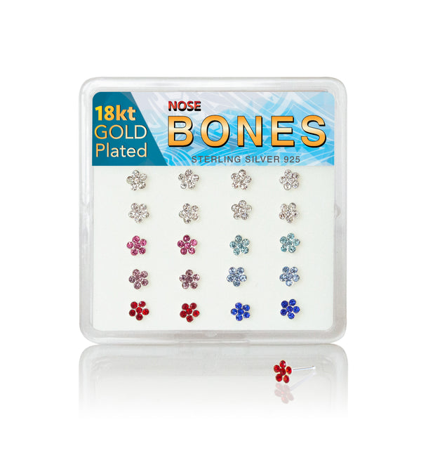 FLWCR - Multi Color Flower Nose Bones