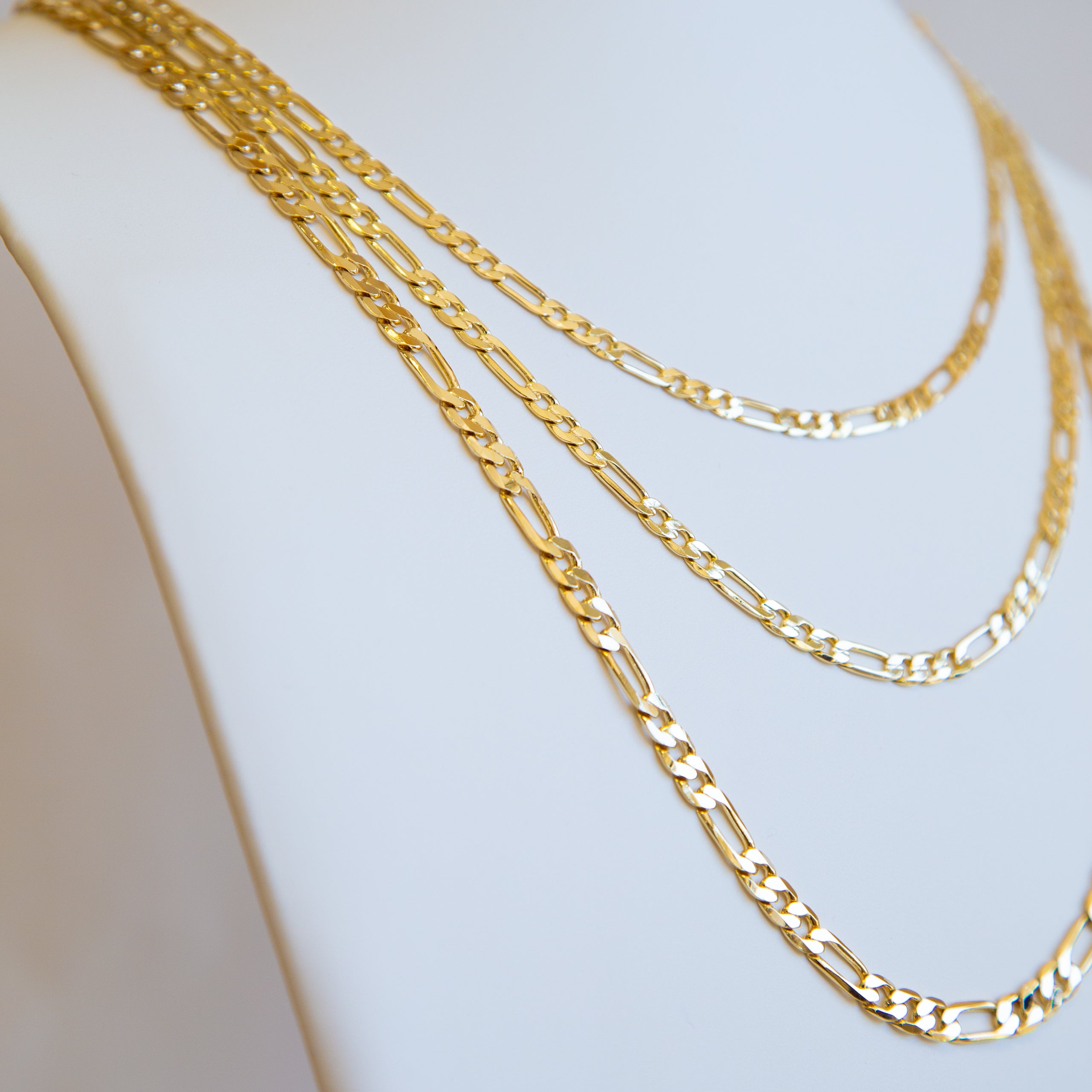 CHAIN NECKLACE - Figaro Dia Cut 18", 20", 24"