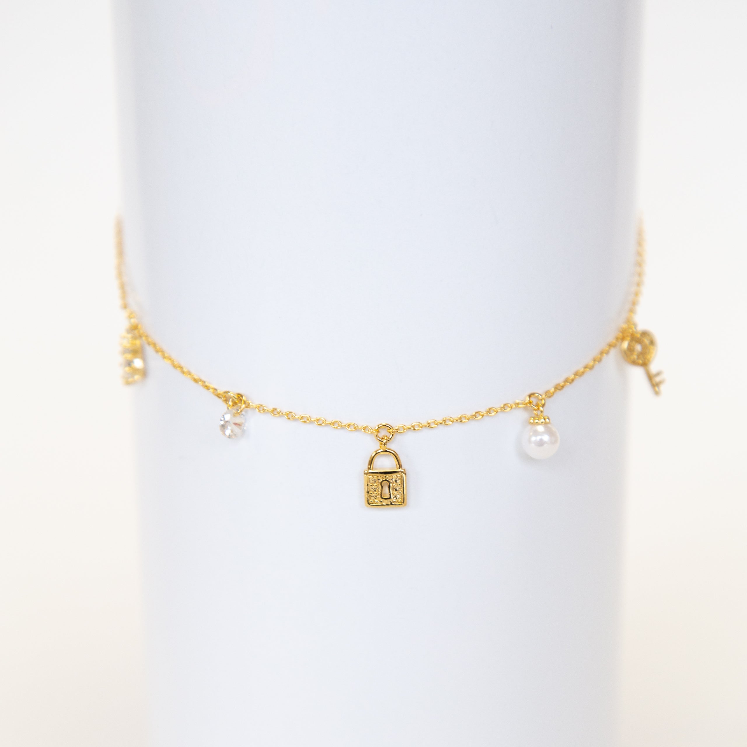Fashion Anklet - 16 Lock & Stone