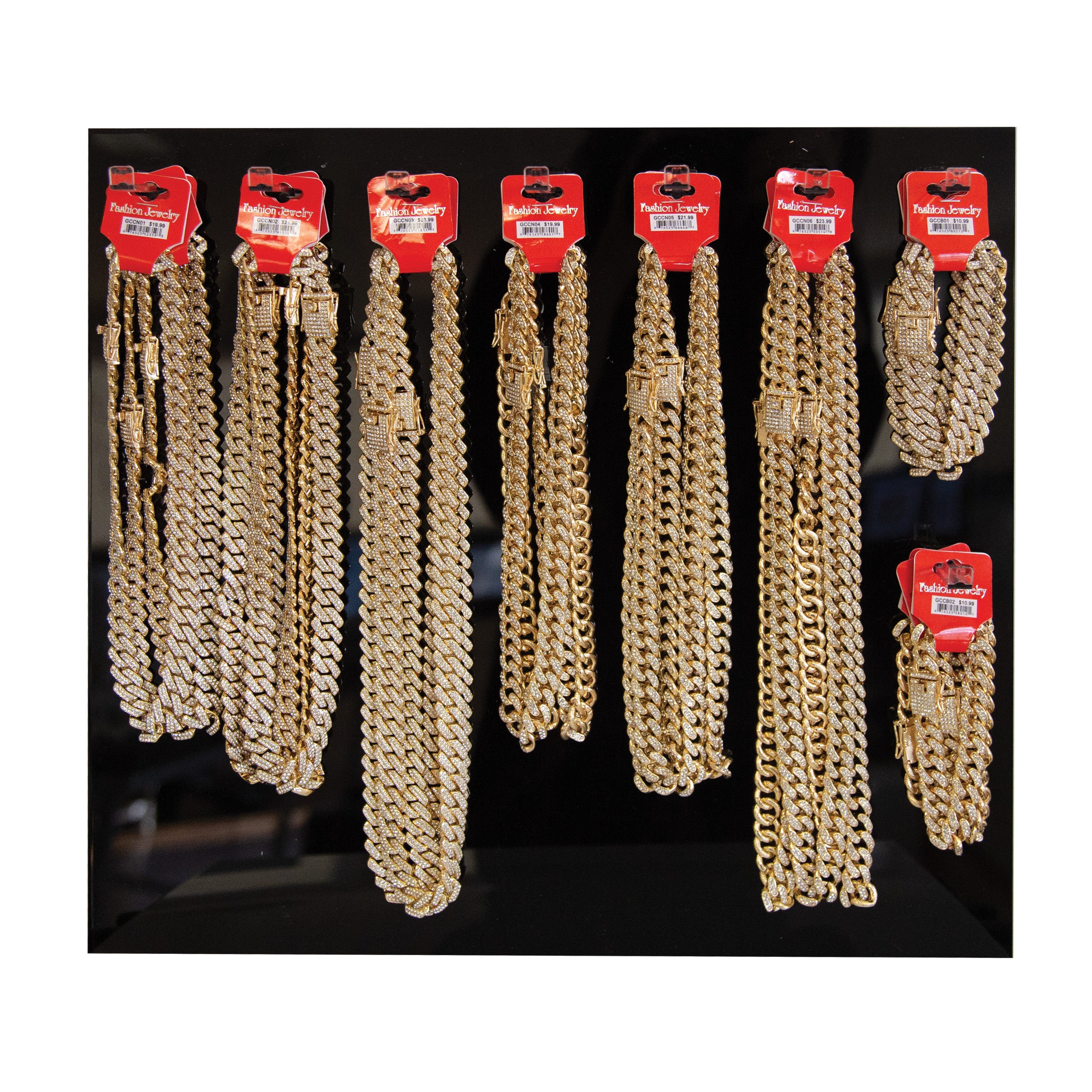 Wall Cabinet Insert :Cuban Chain Necklace & Bracelet