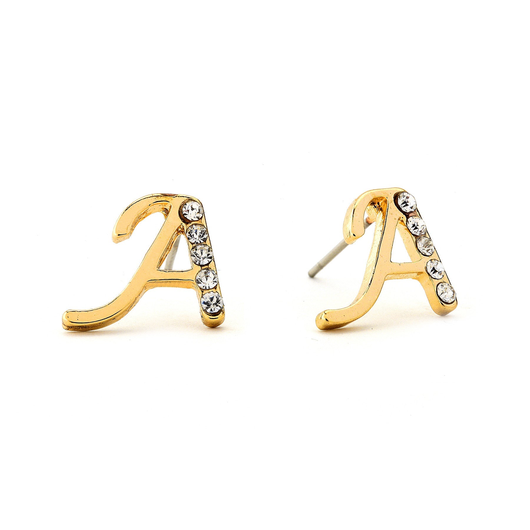 INITIAL EARRING - CZ Accents (A)