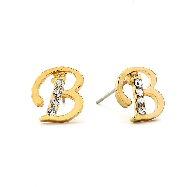 INITIAL EARRING - CZ Accents (B)