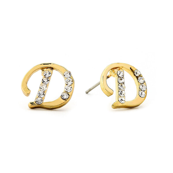 INITIAL EARRING - CZ Accents (D)