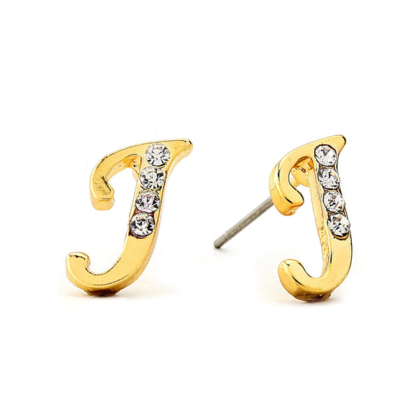 INITIAL EARRING - CZ Accents (J)