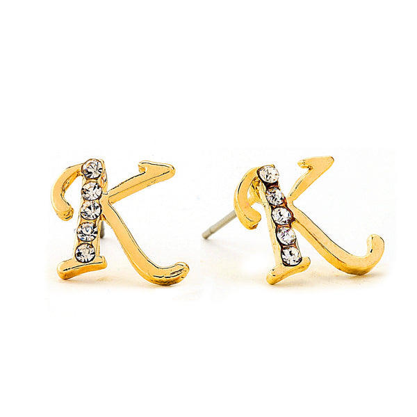 INITIAL EARRING - CZ Accents (K)