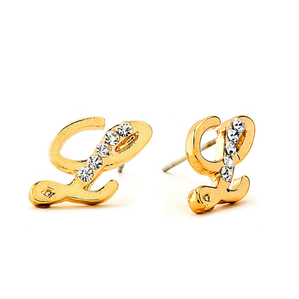 INITIAL EARRING - CZ Accents (L)