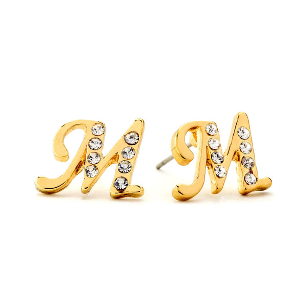 INITIAL EARRING - CZ Accents (M)