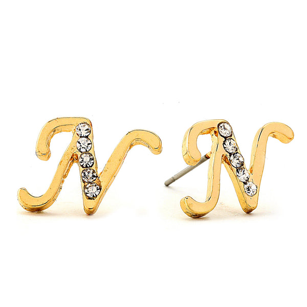 INITIAL EARRING - CZ Accents (N)