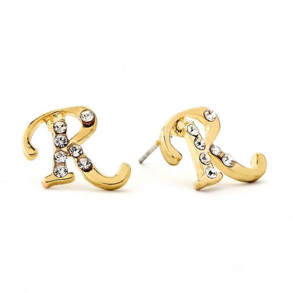 INITIAL EARRING - CZ Accents (R)