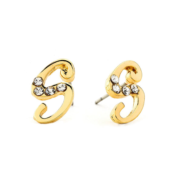 INITIAL EARRING - CZ Accents (S)