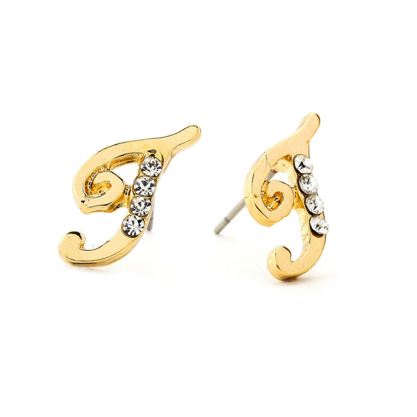 INITIAL EARRING - CZ Accents (T)