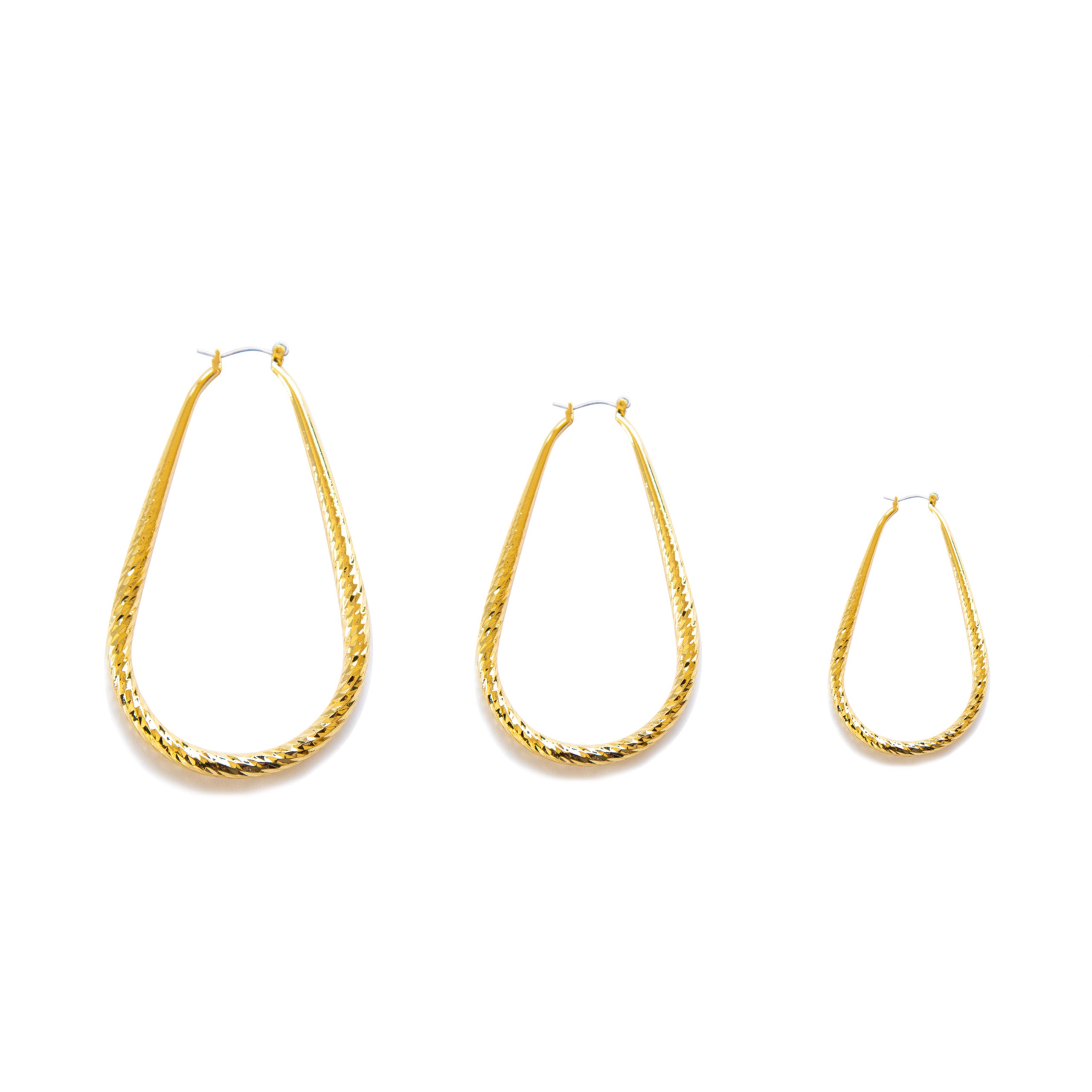 Oval Diamond Cut Hollow Hoop HO1, HO2, HO3