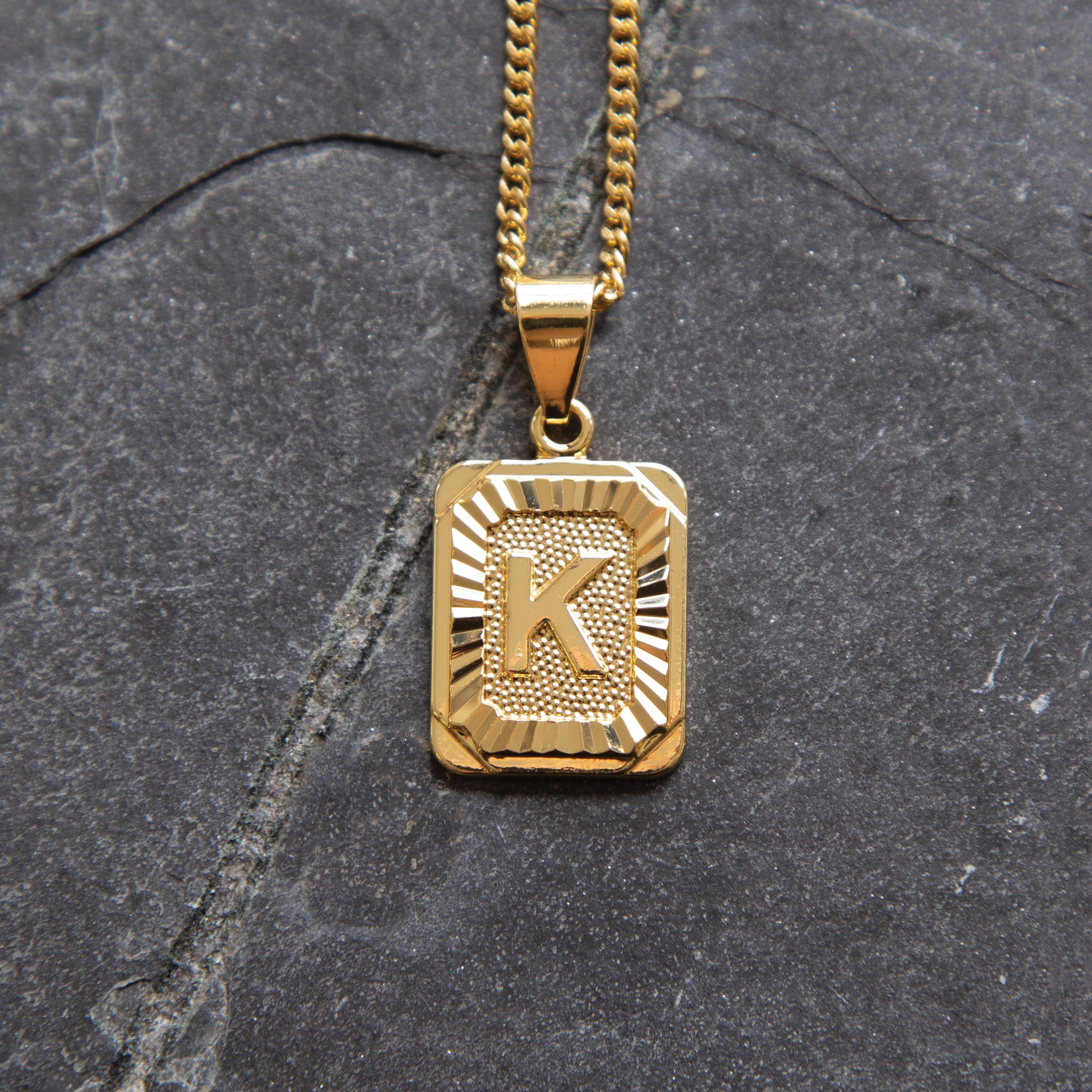 K Letter Pendant in 22ct Gold | Purejewels.com