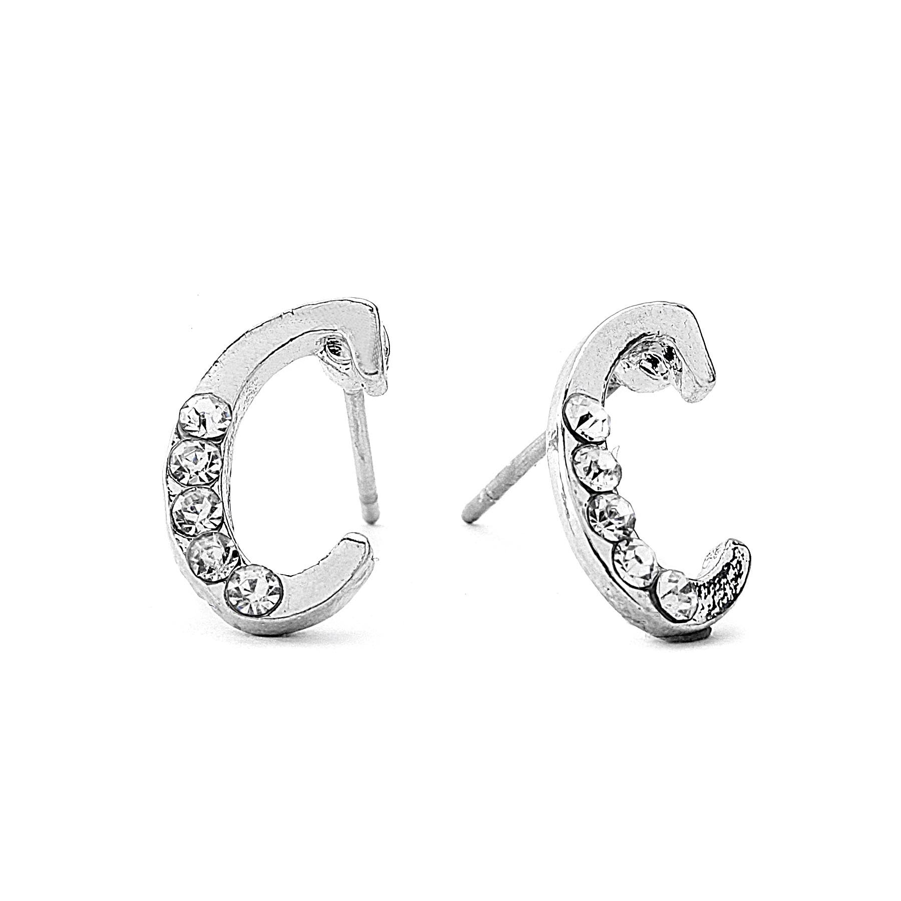 INITIAL EARRING - CZ Accents (C)