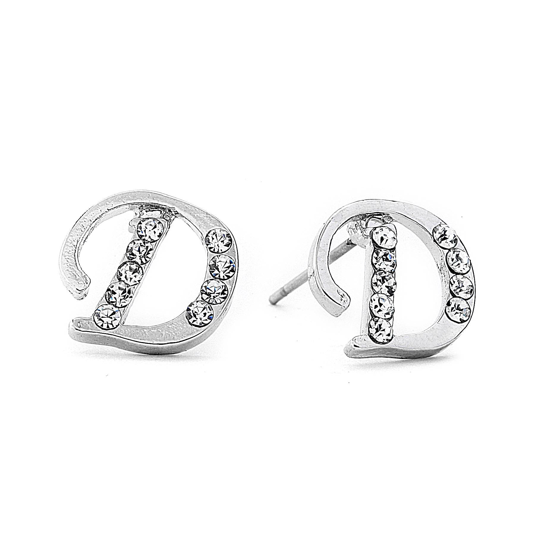 INITIAL EARRING - CZ Accents (D)