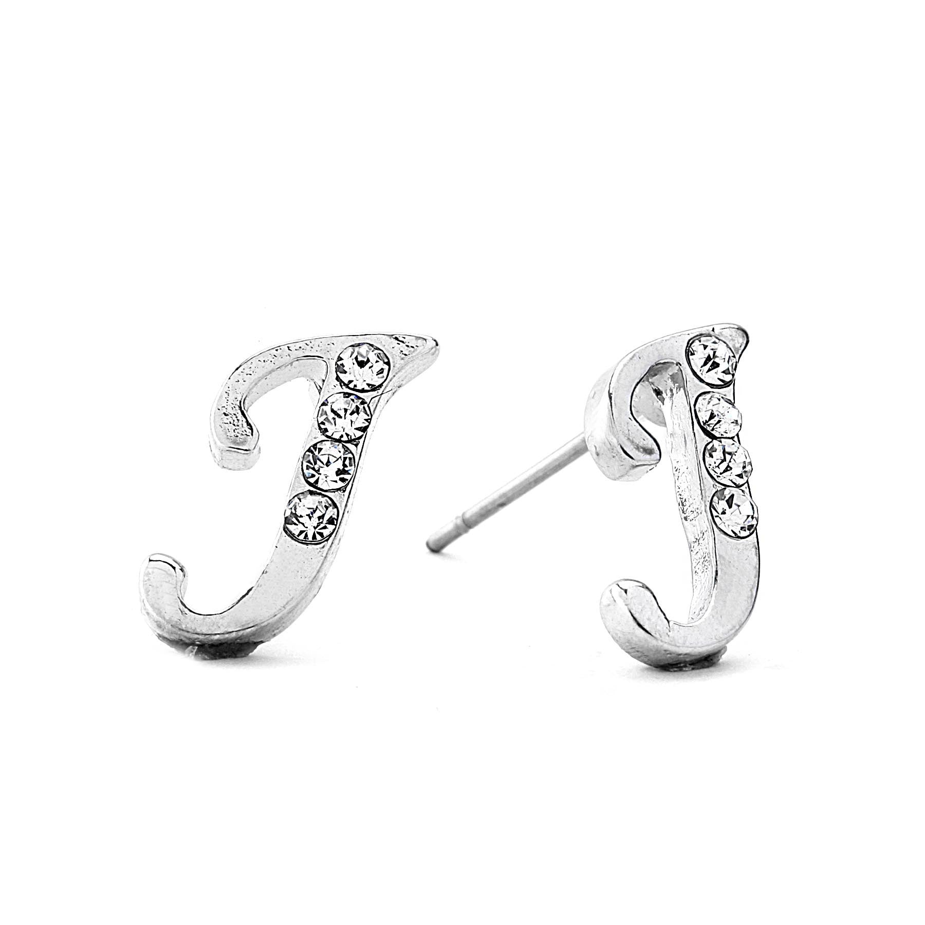 INITIAL EARRING - CZ Accents (J)