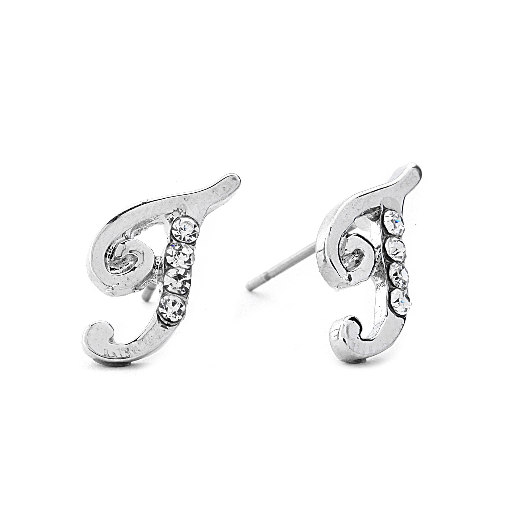 INITIAL EARRING - CZ Accents (T)